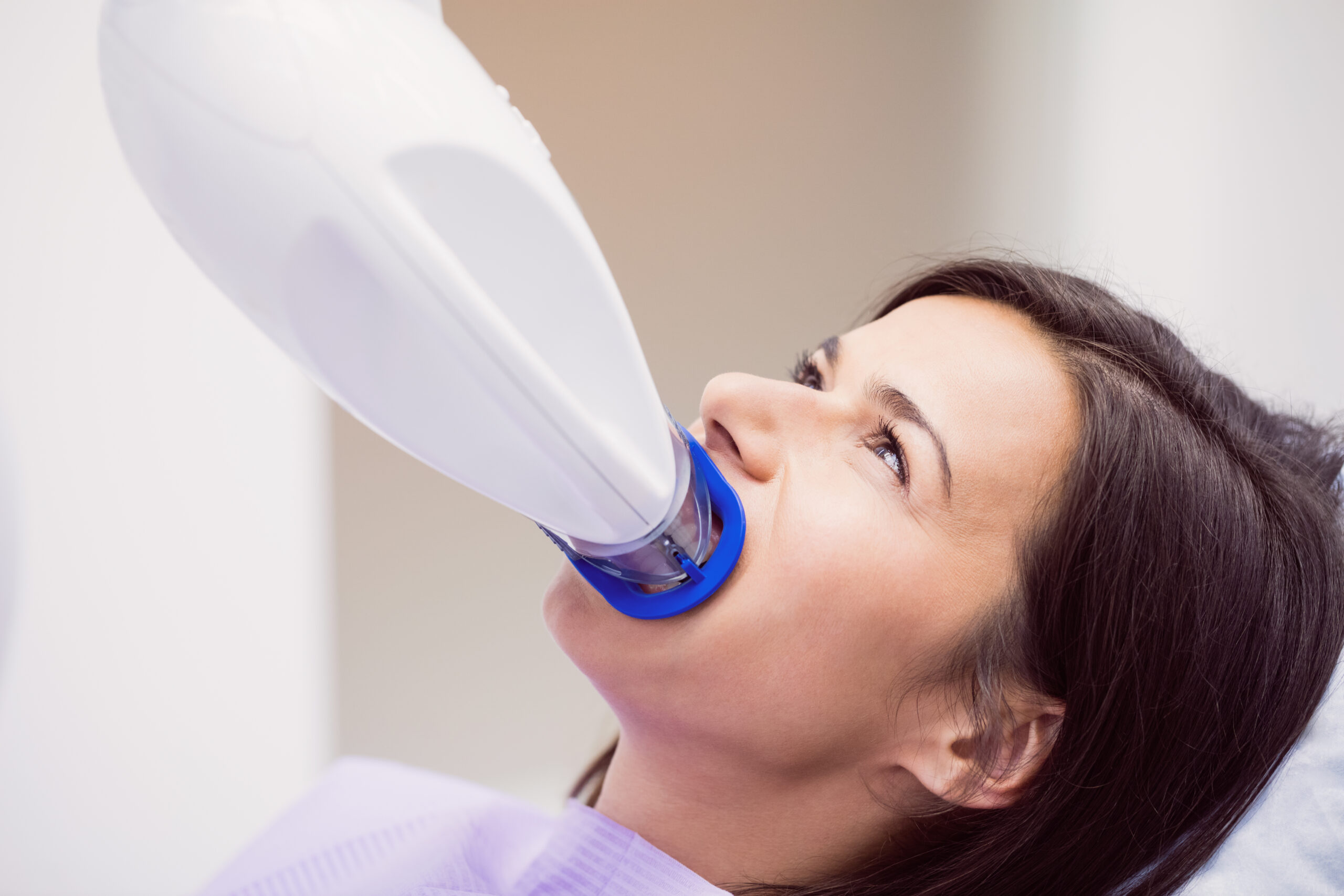 Patient receiving a dental treatment at clinic